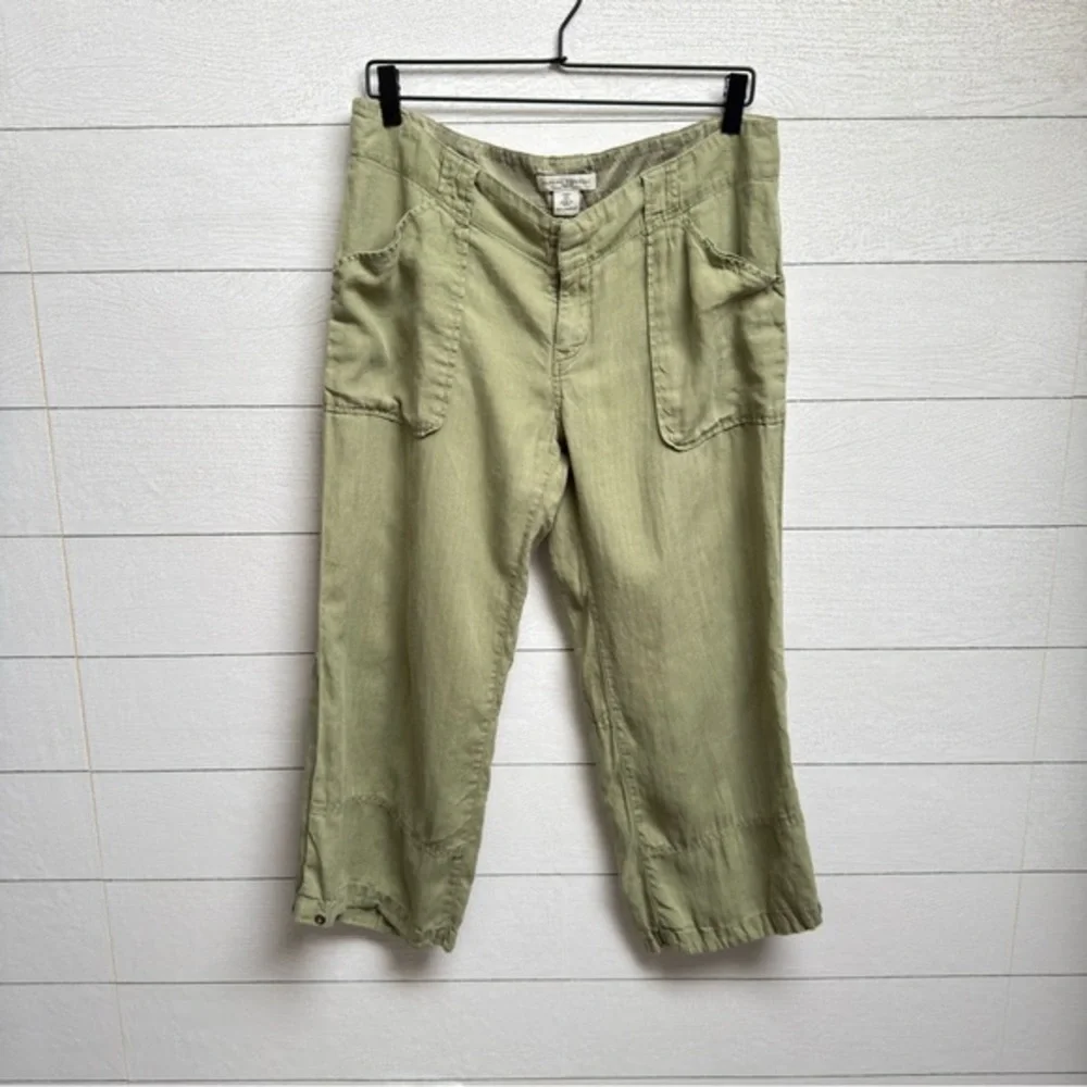 Banana Republic | Olive Green Wide Leg Linen Pants | Size 10